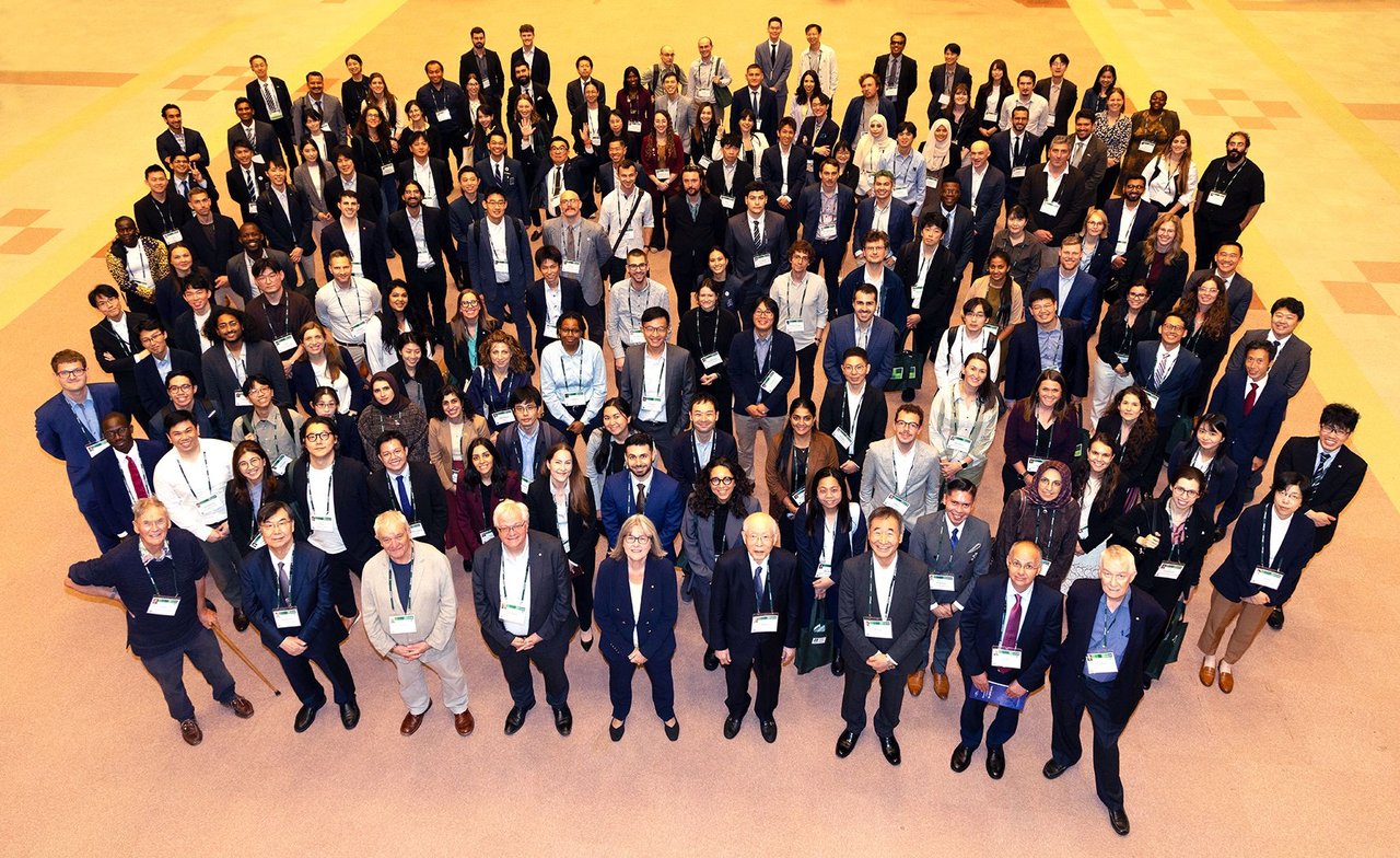 Group photo of the STS forum 2026 Young Leaders with Nobel laureates in Kyoto.